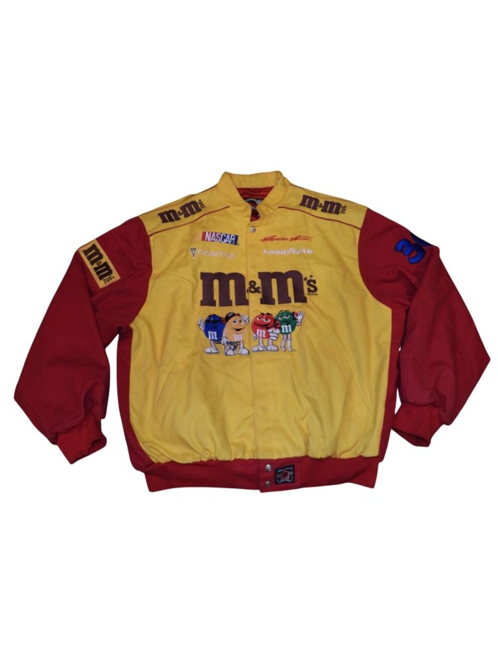 Vintage Ernie Irvan Jeff Hamilton Yellow Red M&M's NASCAR Racing Jacket Size 3XL